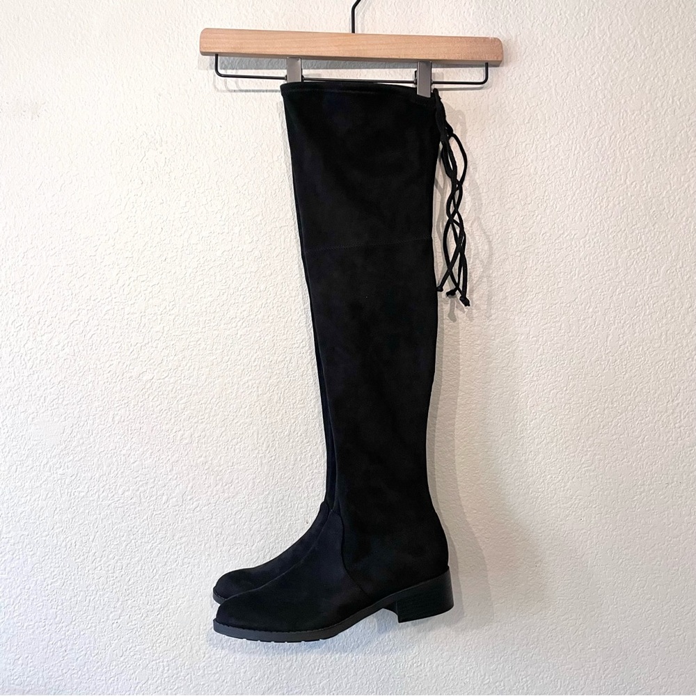 Unisa Mayzii Faux Leather Top Tie Thigh High Boots